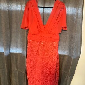 María Cristina Vibrant Orange Midi Dress
